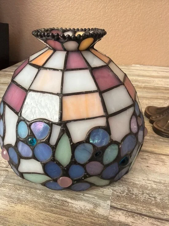 Vintage PartyLite Hydrangea Tiffany-Style Stained Glass Tealight Candleholder - Picture 6 of 16